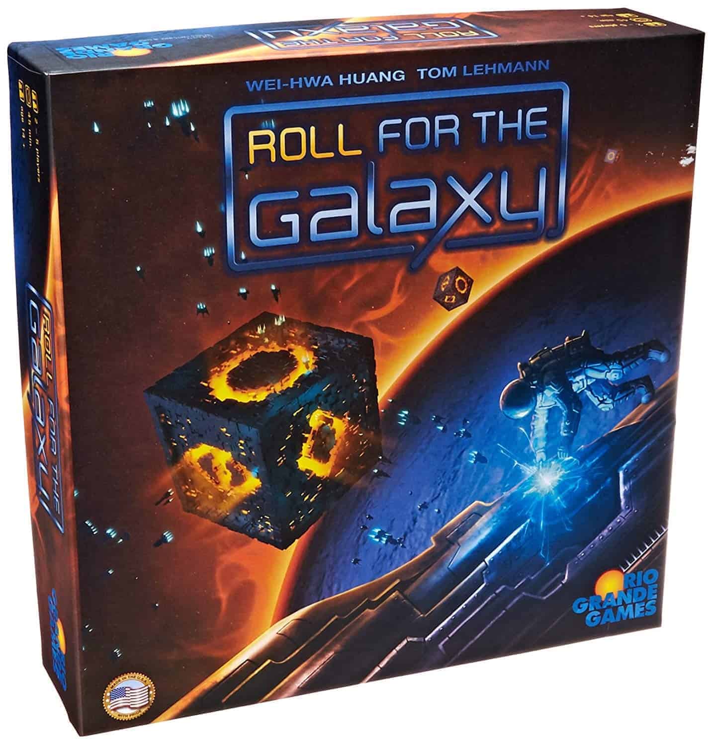 Roll for the Galaxy is the re-implementation of the Race for the Galaxy that makes it the best 3 player board game in space. Check it out!