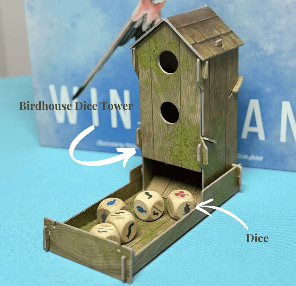 wingspan birdhouse dice tower