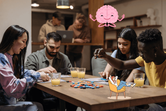 People playing a board game